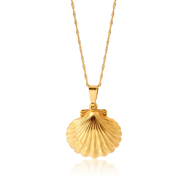 9ct Yellow Gold Silverfilled Large Shell Pendant with 20 Gauge 45cm Ch – Shiels Jewellers