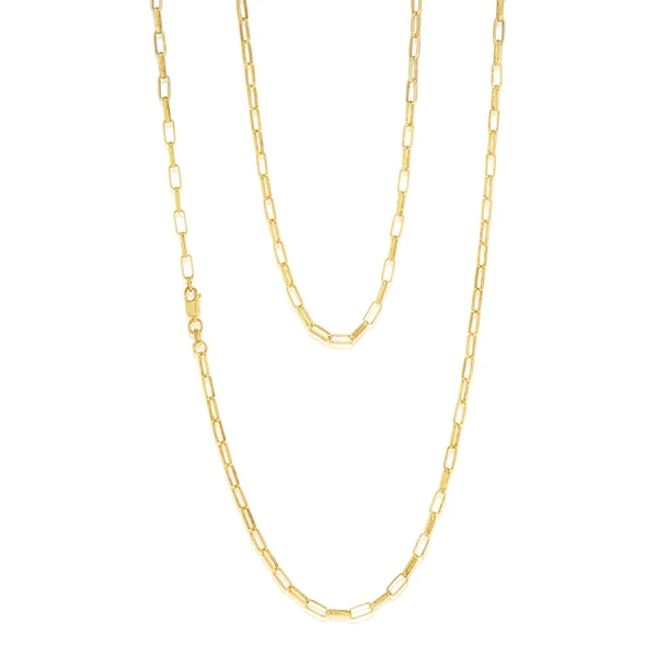 9ct Yellow Gold Silverfilled Small Paperclip 70cm Chain – Shiels Jewellers