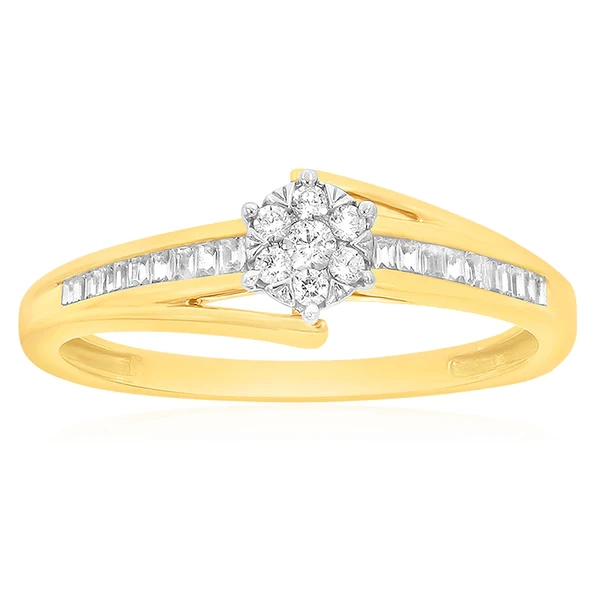 9ct Yellow Gold Solitaire Dress Ring with 27 Diamonds – Shiels Jewellers