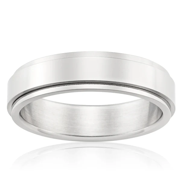 Forte Polished Stainless Steel 6mm Gents Ring with Spinning Centre – Shiels Jewellers