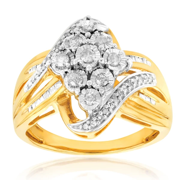 Gold Plated Silver 1/2 Carat Diamond Ring – Shiels Jewellers