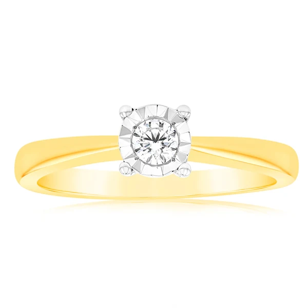 Luminesce Lab Grown 1/10 Carat Diamond 4 Claw Ring in 9ct Yellow Gold – Shiels Jewellers