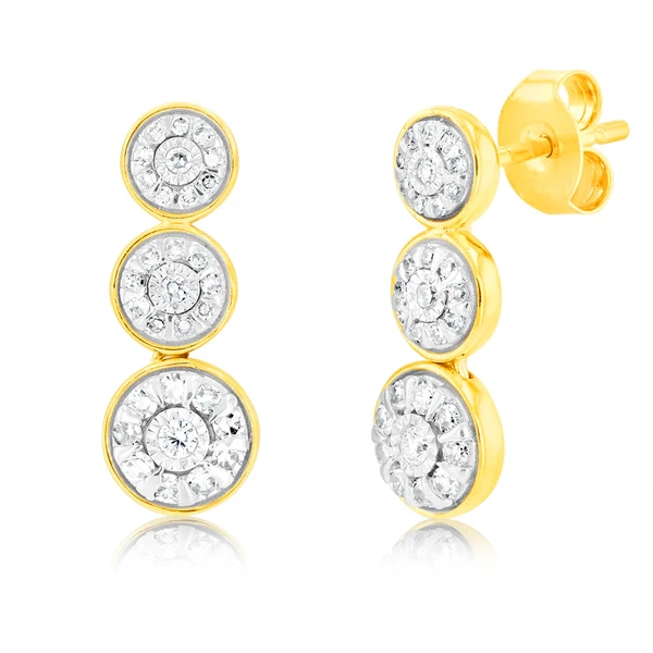 Luminesce Lab Grown 1/3 Carat Diamond Drop Earrings in 9ct Yellow Gold – Shiels Jewellers