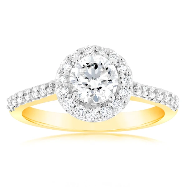 Luminesce Lab Grown 18ct YellowGold 1 Carat Diamond Halo Ring – Shiels Jewellers