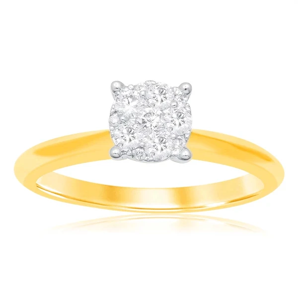 Luminesce Lab Grown 9ct Yellow Gold 0.25 Carat Diamond Ring with 11 Di – Shiels Jewellers