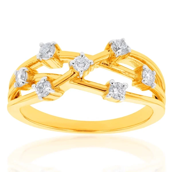 Luminesce Lab Grown Diamond 1/4 Carat Scatter Ring in 9ct Yellow Gold – Shiels Jewellers