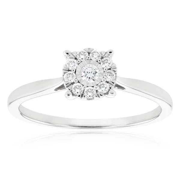 Luminesce Lab Grown Diamond .15 Carat Cluster Dress Ring in 9ct White  – Shiels Jewellers