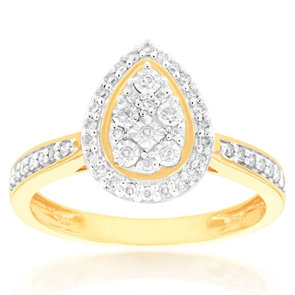 Luminesce Lab Grown Diamond 1/5 Carat Pear Dress Ring in 9ct Yellow Go – Shiels Jewellers