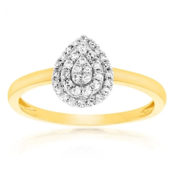 Luminesce Laboratory Grown Pear 1/6 Carat Diamond Ring in 9ct Yellow G – Shiels Jewellers