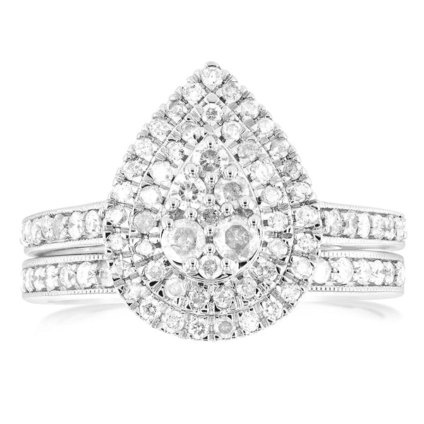 Sterling Silver 1 Carat Diamond 2 Ring Bridal Set – Shiels Jewellers