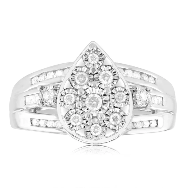 Sterling Silver 1/2 Carat Diamond Pear Shape Cluster Dress Ring – Shiels Jewellers