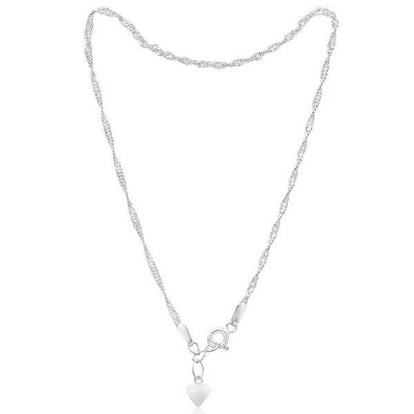 Sterling Silver 26cm Singapore Chain Anklet with Drop Heart – Shiels Jewellers