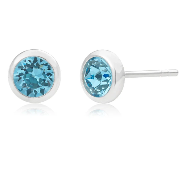 Sterling Silver 5mm Blue Swarovski Crystal Stud Earrings *colours may  – Shiels Jewellers