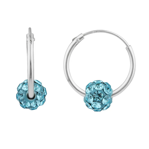 Sterling Silver Blue Crystal Slider on Hoops – Shiels Jewellers