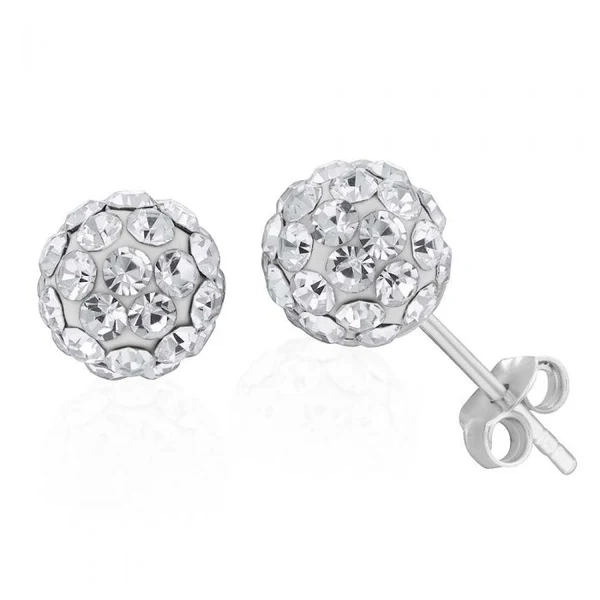 Sterling Silver Crystal White Ball Stud Earrings – Shiels Jewellers