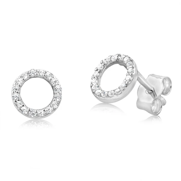 Sterling Silver Cubic Zirconia Circle Of Life Stud Earrings – Shiels Jewellers