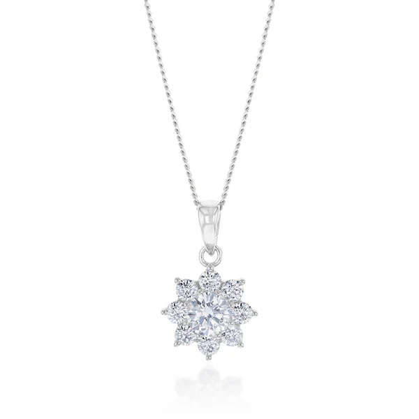 Sterling Silver Cubic Zirconia Flower Pendant – Shiels Jewellers