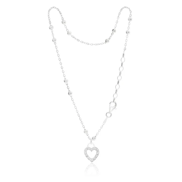 Sterling Silver Cubic Zirconia Heart 26cm Anklet – Shiels Jewellers