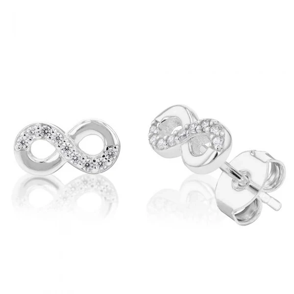 Sterling Silver Cubic Zirconia Infinity Stud Earrings – Shiels Jewellers