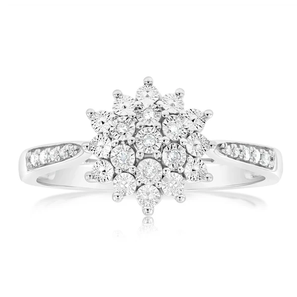 Sterling Silver Diamond Cluster Ring – Shiels Jewellers