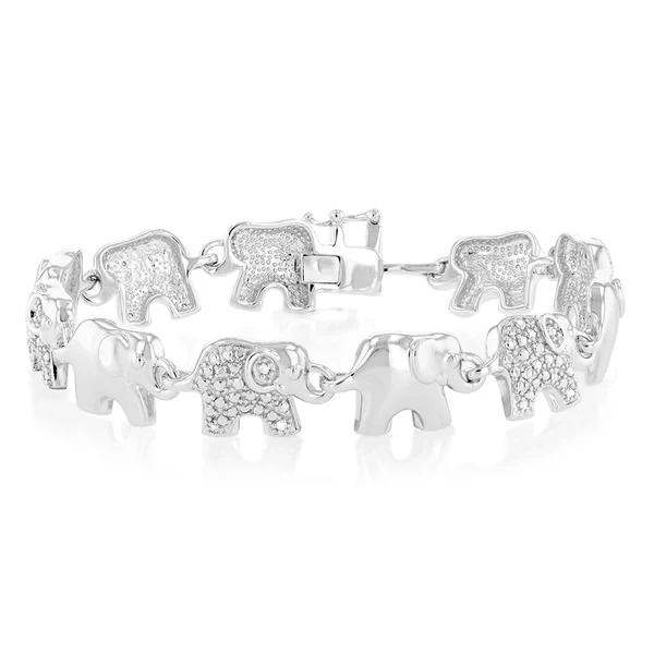 Sterling Silver Diamond Elephant 19.5cm Bracelet – Shiels Jewellers