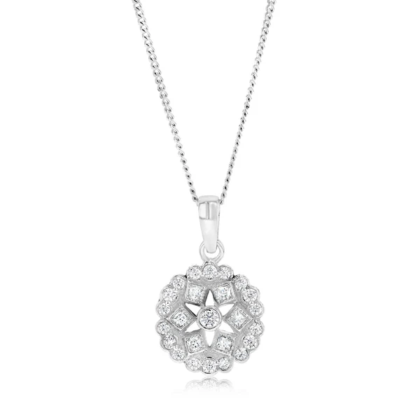 Sterling Silver Geometric Flower Cubic Zirconia Pendant – Shiels Jewellers