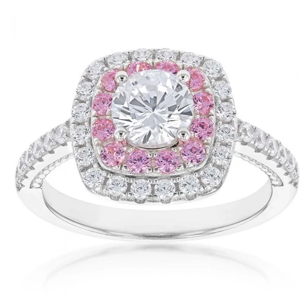 Sterling Silver Pink and White Zirconia Ring – Shiels Jewellers