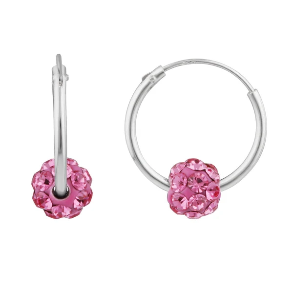 Sterling Silver Pink Crystal Slider on Hoops – Shiels Jewellers