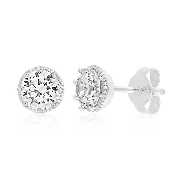 Sterling Silver Rhodium Plated Cubic Zirconia 6mm Round Stud Earrings – Shiels Jewellers