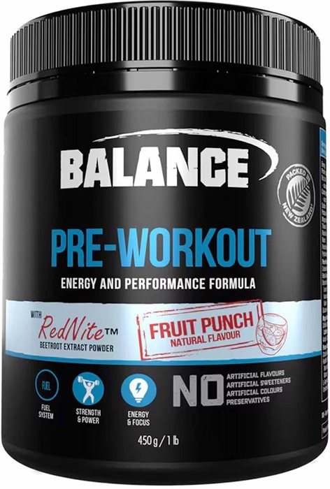 Balance Pre Workout Powder Fruit Punch 450g