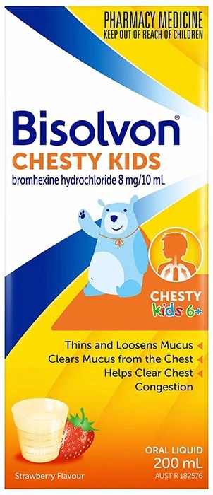 Bisolvon Chesty Kids 6+ Cough Liquid Strawberry 200ml