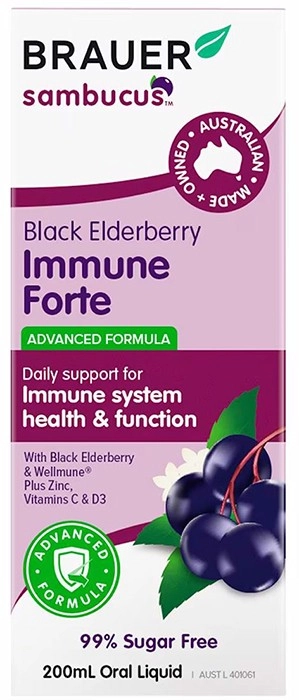 Brauer Sambucus Black Elderberry Immune Forte for Adults 200ml