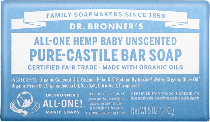 Dr Bronner's Pure Castile Bar Soap Baby Unscented 140g