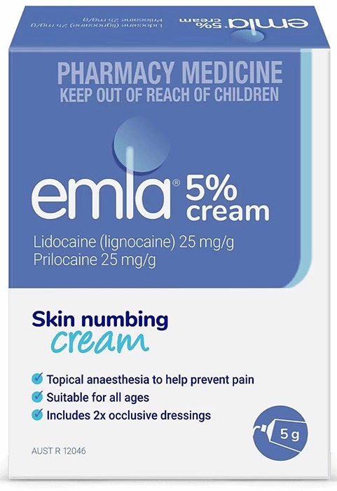 Emla Skin Numbing Cream 5g & 2 Patches