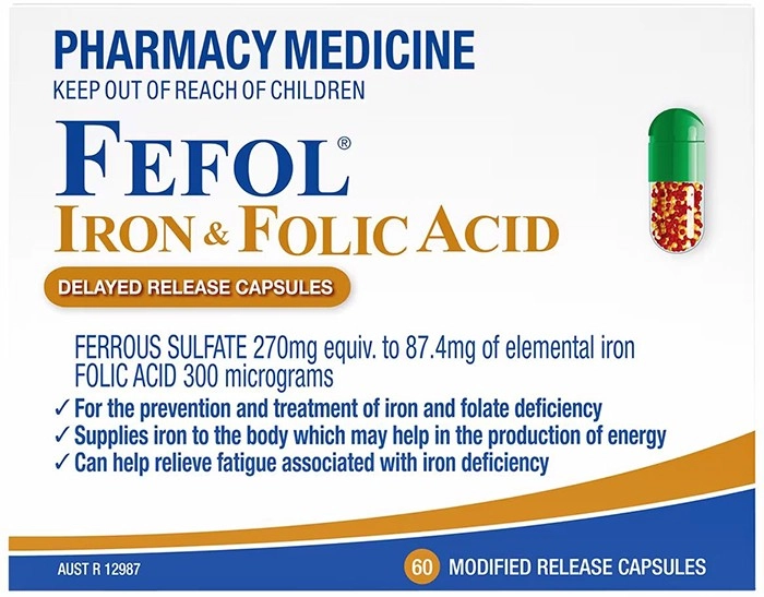 Fefol Iron & Folic Acid 60 Capsules