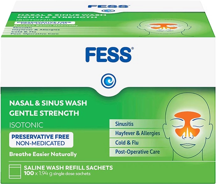 Fess Nasal & Sinus Wash Refills Gentle Strength 100 Sachets