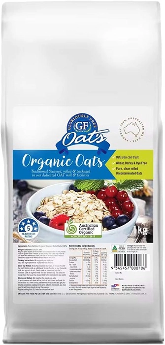 Gloriously Free Uncontaminated Organic Oats 1kg