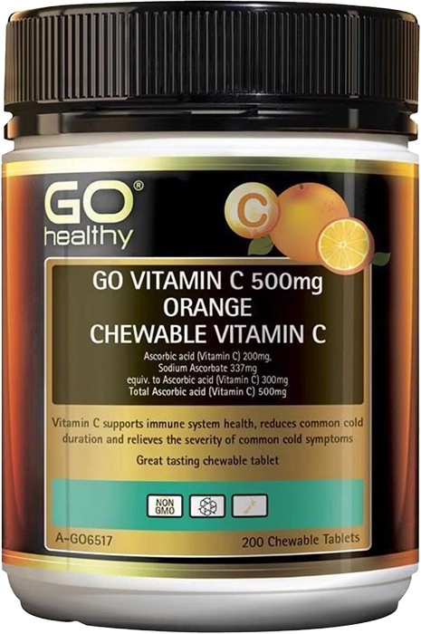 Go Healthy Vitamin C 500mg Orange 200 Chewable Tablets