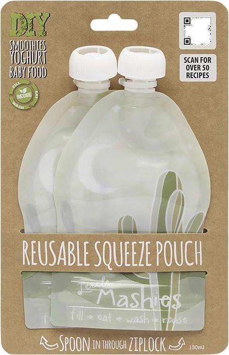 Little Mashies Reusable Squeeze Pouch Cactus 2 x 130ml