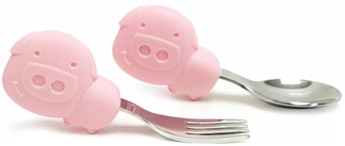 Marcus & Marcus Palm Grasp Fork & Spoon Set Pink