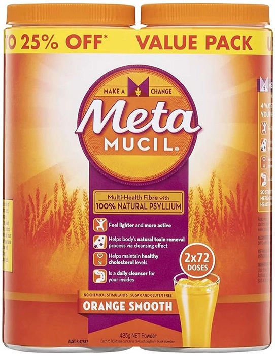 Metamucil Fibre Supplement Smooth Orange 2 x 425g