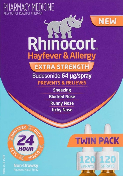 Rhinocort Hayfever & Allergy Extra Strength Nasal Spray 120 Sprays x 2 Pack