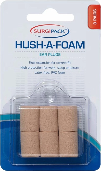 Surgipack Hush A Foam Ear Plugs 3 Pairs