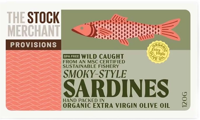 The Stock  Merchant MSC Smoked Sardines in Extra Virgin Olive Oil 120g