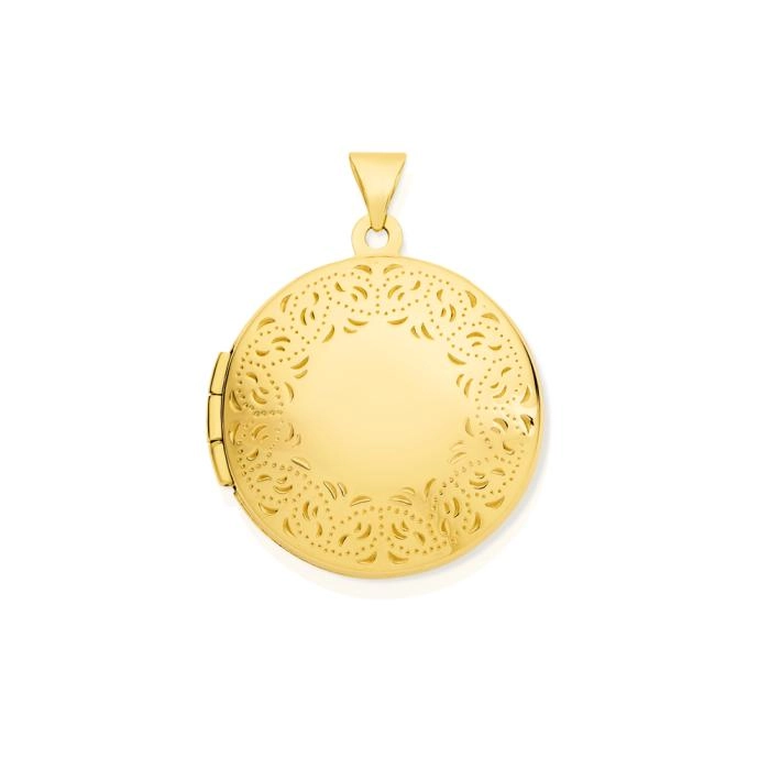 9ct Gold 21mm Filigree Round Locket