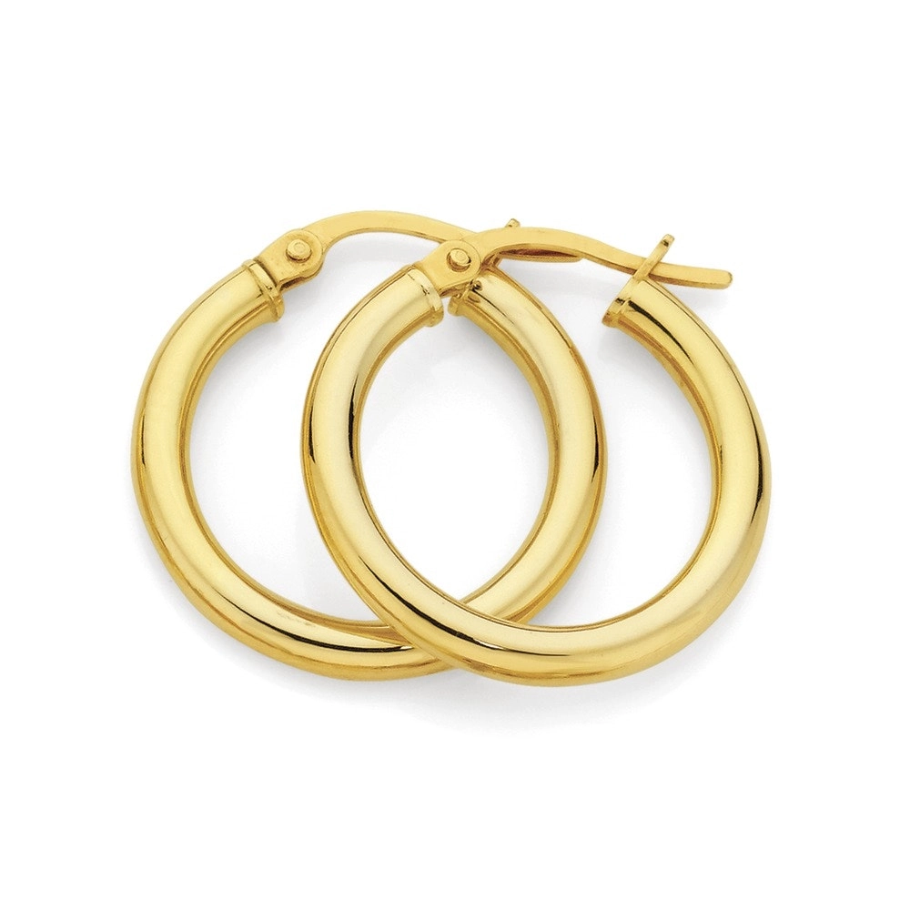 9ct Gold 2.5x15mm Hoop Earrings