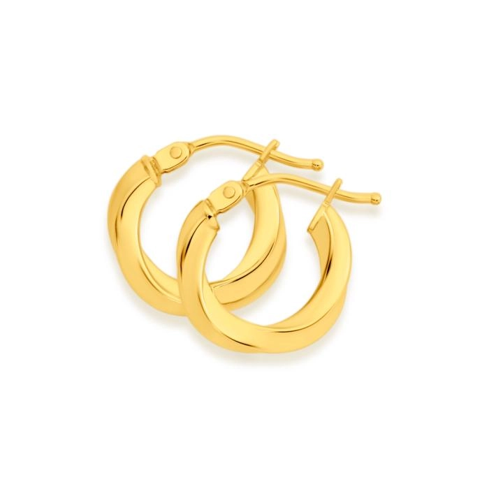 9ct Gold 2x8mm Twist Hoop Earrings