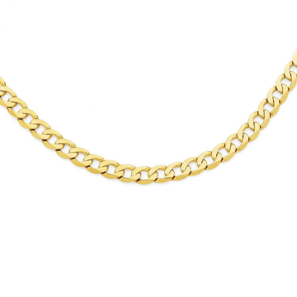 9ct Gold 55cm Solid Bevelled Close Curb Men's Chain