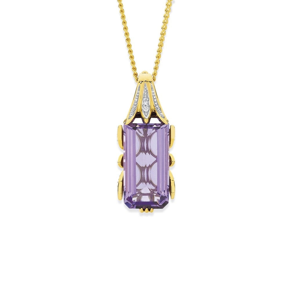 9ct Gold Amethyst & Diamond Enhancer Pendant