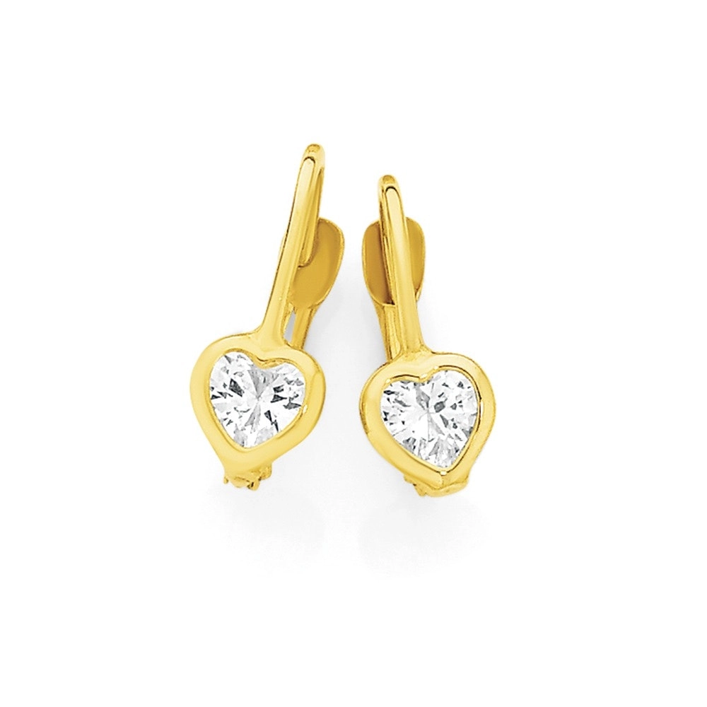 9ct Gold Cubic Zirconia Heart Small Huggie Earrings